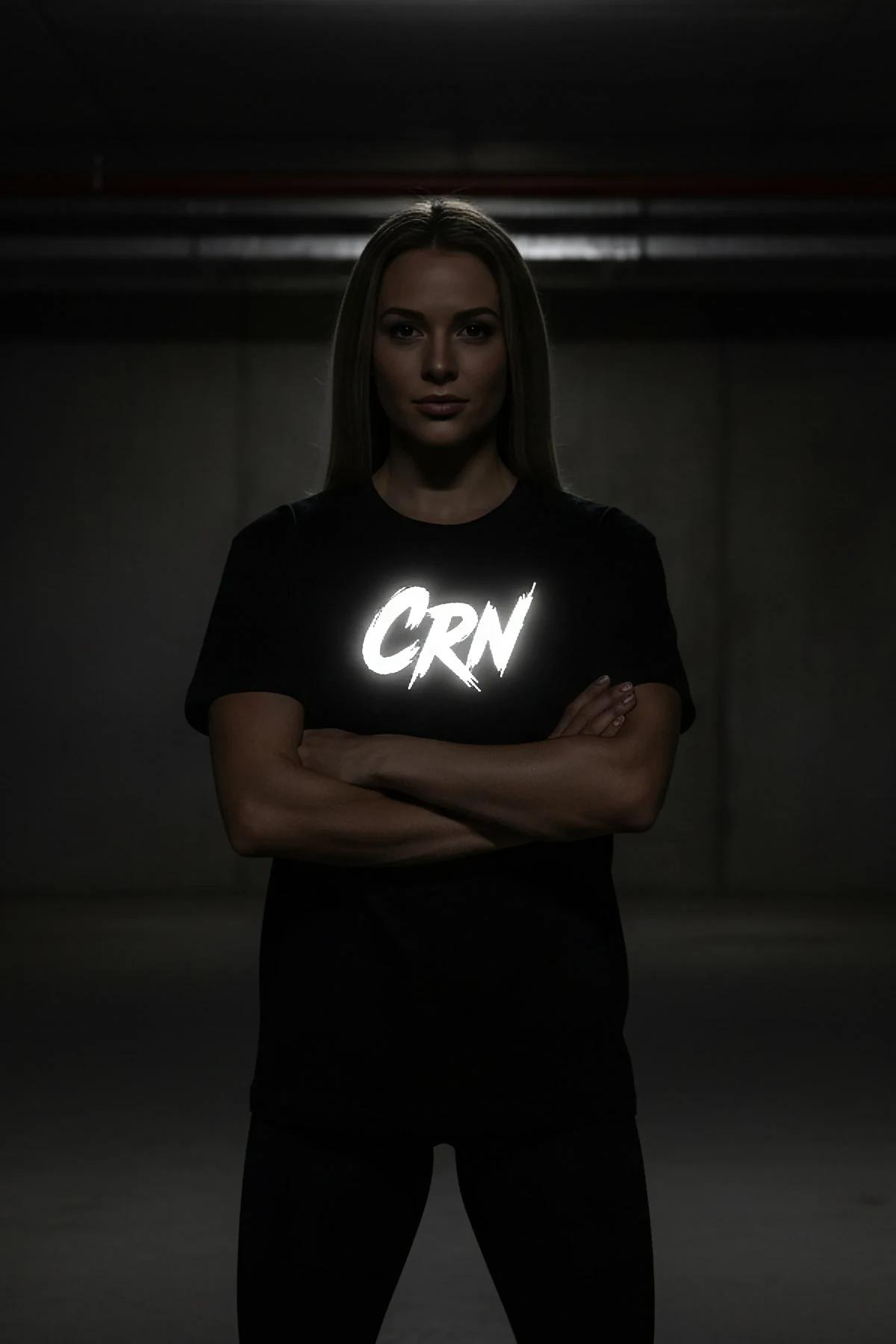 Koyu Yeşil Reflektör Baskılı Kapüşonlu Sweatshirt CRN 58 Yazılı
