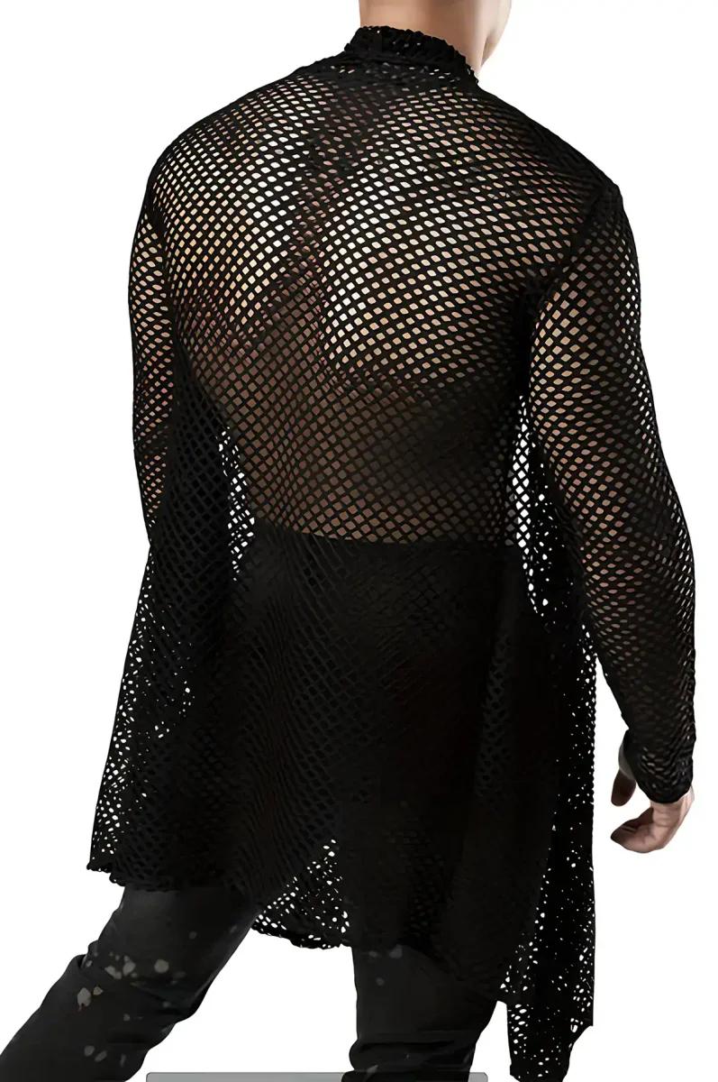 Long Sleeve Mesh Cardigan Close-Up Sheer Fabric Texture