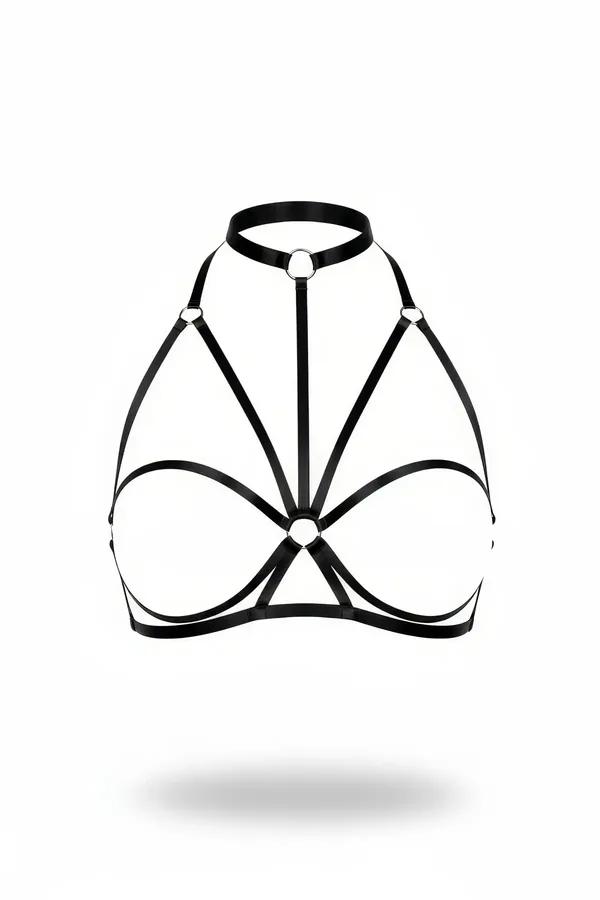 Siyah O-Ring Detaylı Göğüs Harness