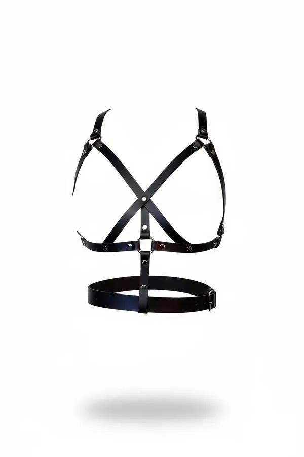 Çapraz Askılı Siyah Deri Vücut Harness