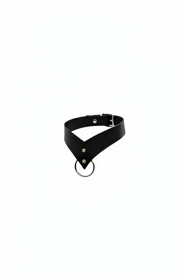 Siyah Choker Deri Halka Detaylı - APFT1370