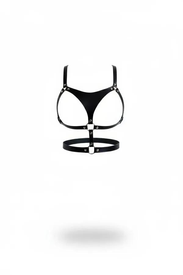 Siyah Sütyen Harness Mikrofiber O-Ring Detaylı