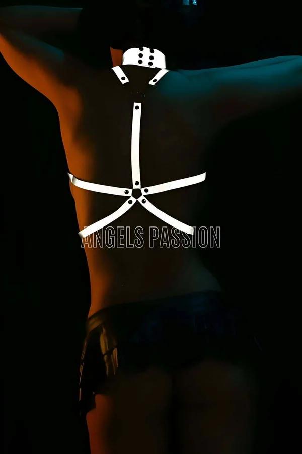 Seksi Reflektörlü Göğüs Harness Kadın Işıklı Aksesuar