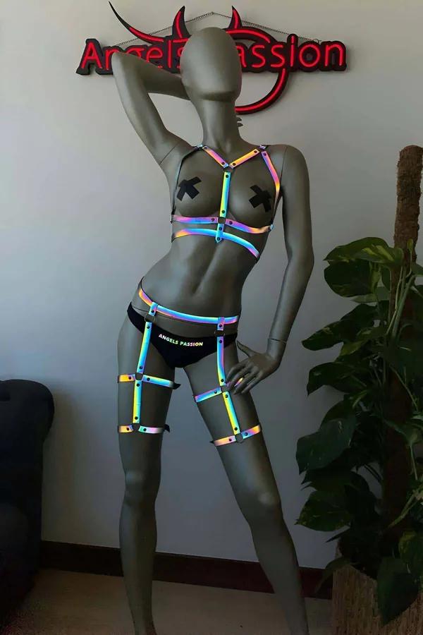 Bayan Fantazi Giyim Karanlıkta Parlayan Seksi Harness - APFT384