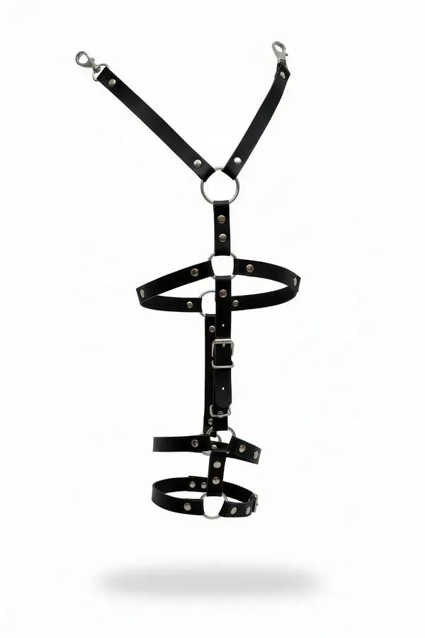 Siyah Jartiyer Harness Deri O-Ring Detaylı Ayarlanabilir - APFT942