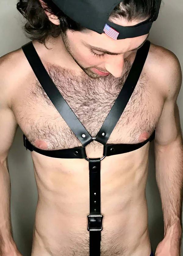 Erkek Deri Harness Ayarlanabilir Çapraz Göğüs Kemeri