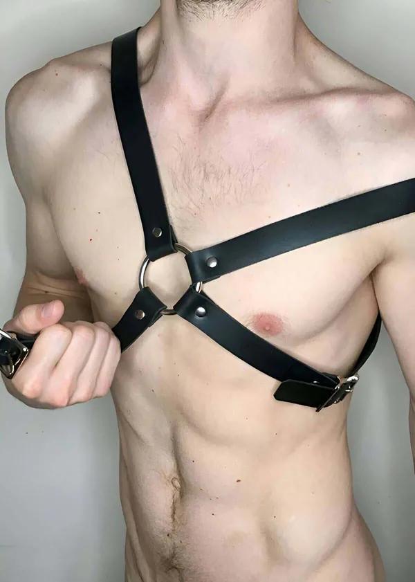 Erkek Deri Harness Ayarlanabilir Çapraz Göğüs Kemeri