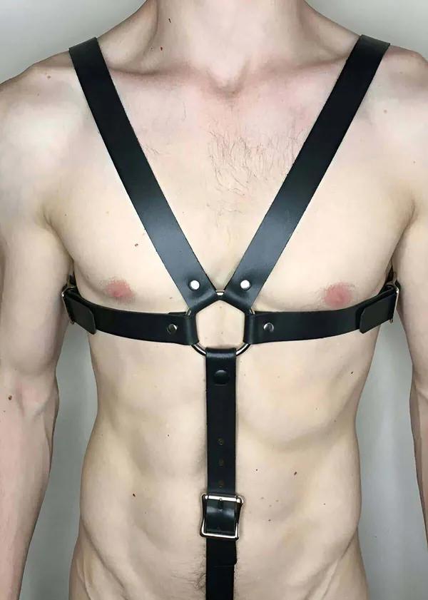 Erkek Deri Harness Ayarlanabilir Çapraz Göğüs Kemeri