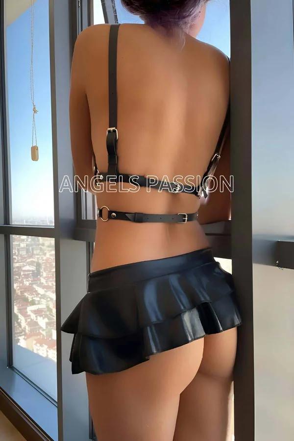 Beli Çift Sıralı Üçgen Deri Harness - APFT114