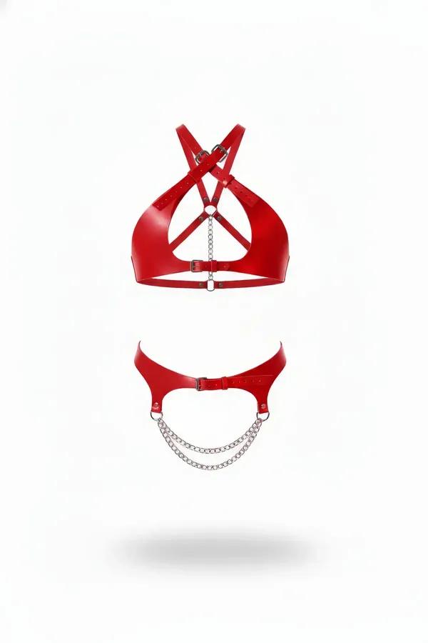 Kırmızı Harness Takım Tokalı Ayarlanabilir Çapraz Detay - APFT885
