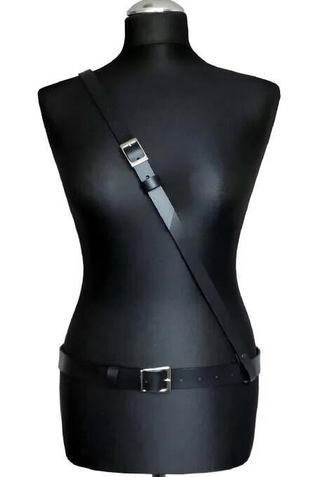 Siyah Ayarlanabilir Çapraz Omuz ve Bel Harness Kemer