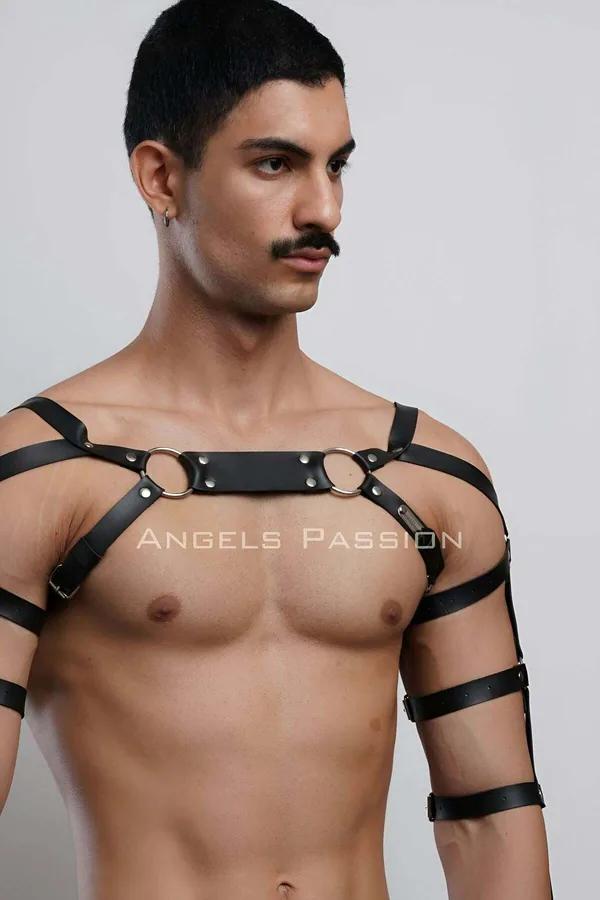 Erkek Deri Kol ve Göğüs Harness, Deri Fantazi Giyim - APFTM166