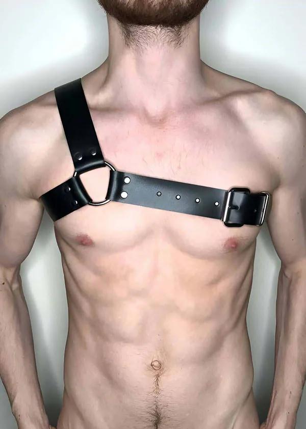 Tek Omuz Siyah Suni Deri Ayarlanabilir Harness