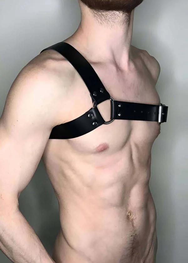 Tek Omuz Siyah Suni Deri Ayarlanabilir Harness