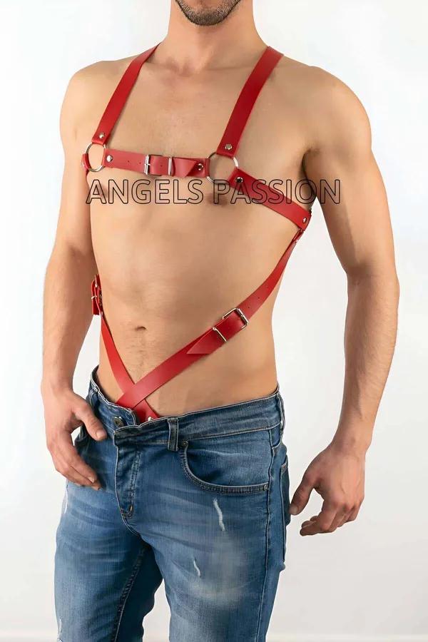 Erkek Fantazi Giyim, Deri Erkek Harness - APFTM4