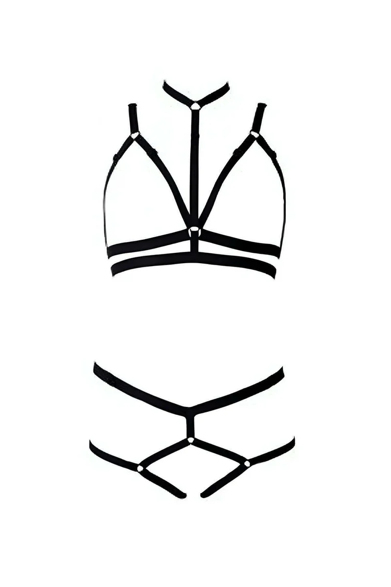 Black Elastic Harness Lingerie Side