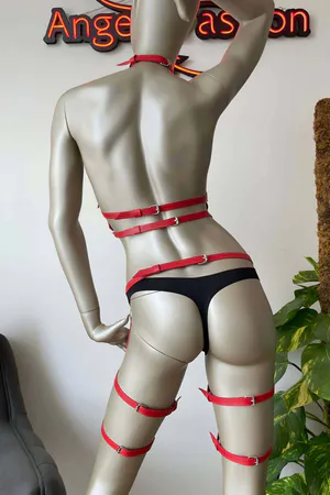 Fantazi Deri Jartiyer ve Göğüs Harness Takım - APFT272