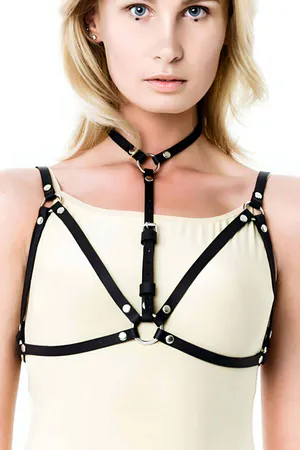 Merdiven Detaylı Deri Boyun Harness - APFT197-S1