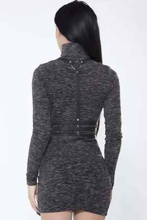 Göbek Üzeri 3 Sıralı Şık Deri Harness - APFT178