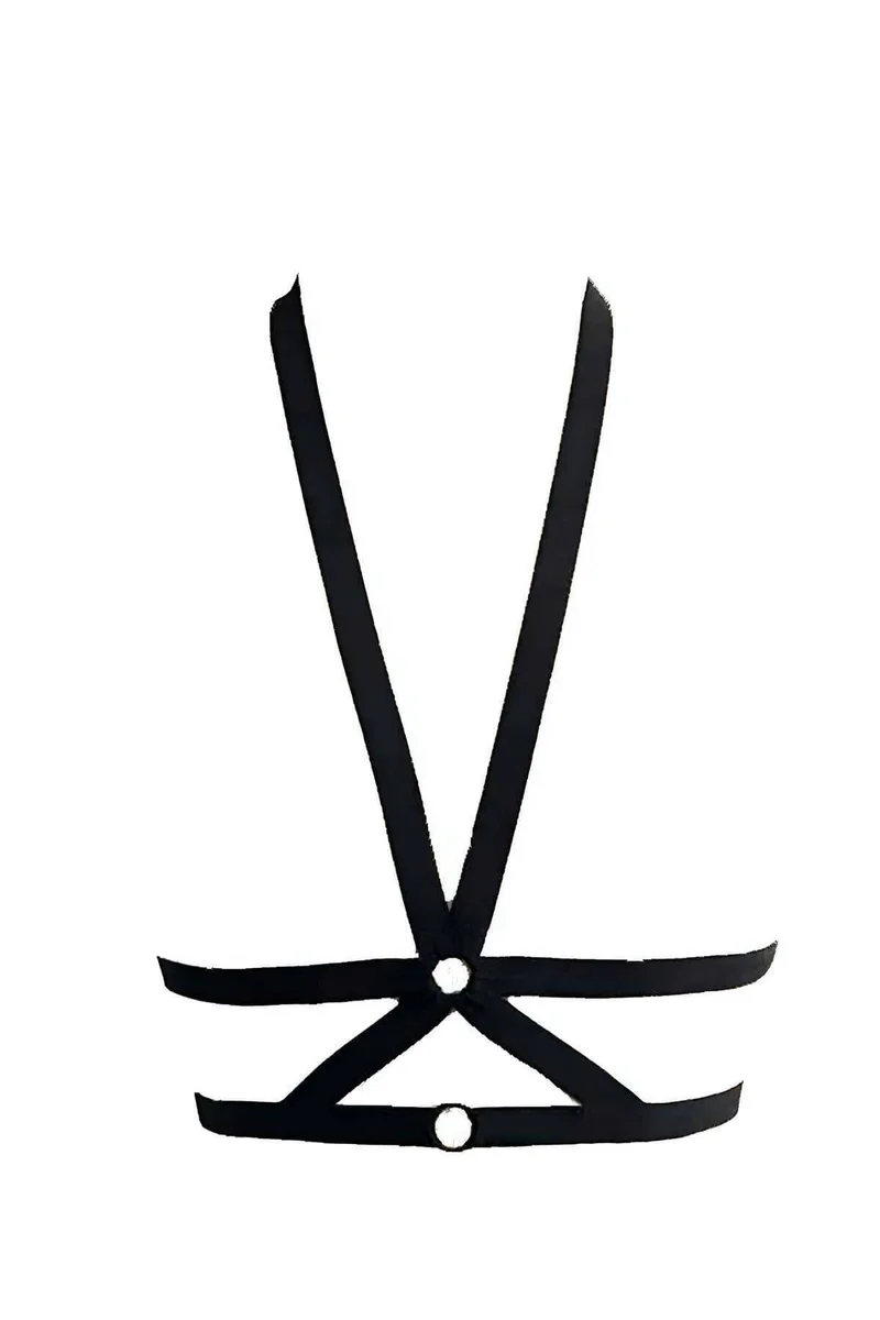 Black strappy O-ring lingerie with double strap detail