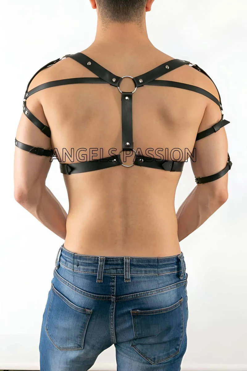 Fashion Chest Harness Black Faux Leather from