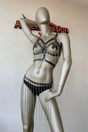 Fantazi Giyim Zincirli Etek ve Büstiyer Takım - APFT496