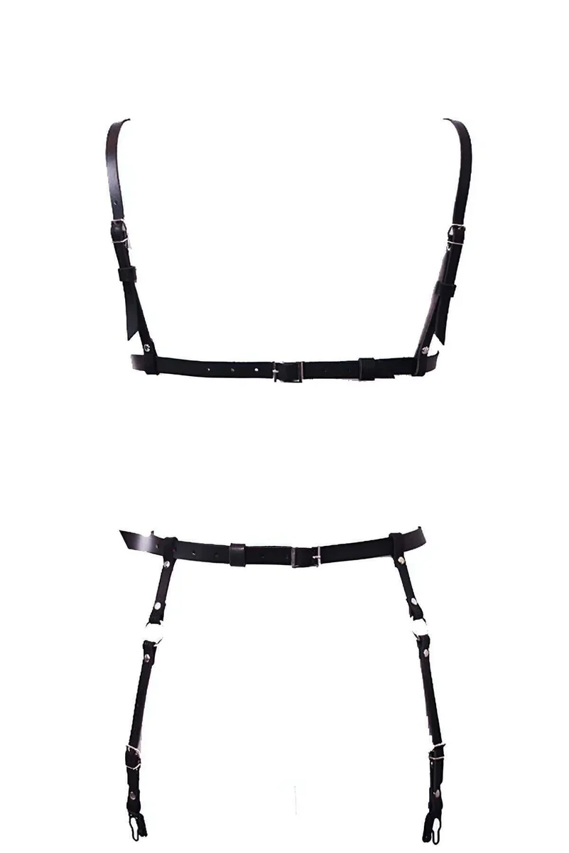 Black Faux Leather Open Cup Chest Harness