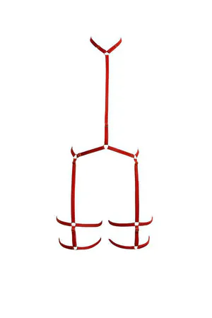 Burgundy Velvet Strappy Body Harness with Adjustable Garter Straps