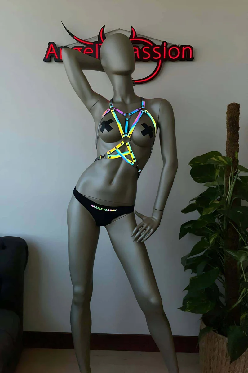 Festival Harness Outfit Flat Lay with Chain Leash