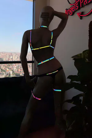 Reflektörlü İç Giyim Fantazi Harness Jartiyer Takım