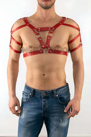 Deri Erkek Göğüs, Omuz Harness, Erkek Dansçı Giyim - APFTM6