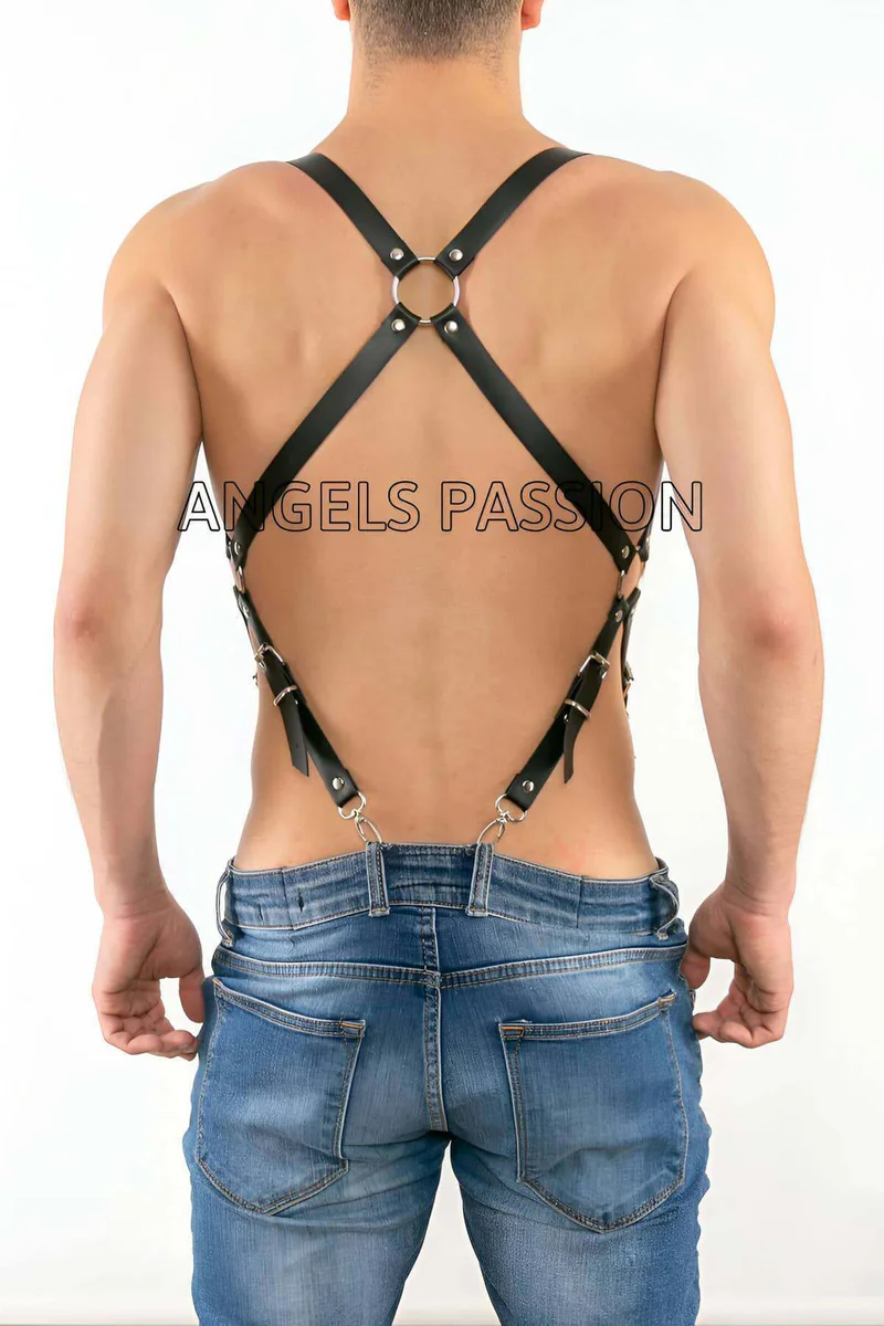 Body Harness Men Back View Faux