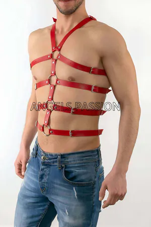 Seksi Erkek Body Harness, Deri Erkek Body Harness - APFTM54