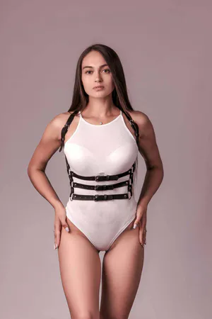 Black Faux Leather Underbust Harness Women Adjustable Straps