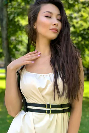 Siyah Faux Deri Çift Tokalı Vücut Kemer Harness