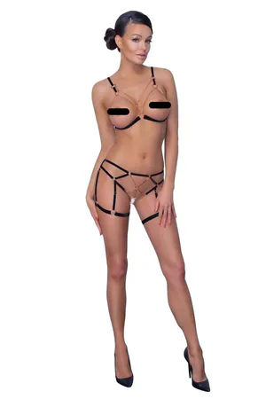 Lastik ve Zincir Detaylı Seksi Jartiyer Takım - APFT786