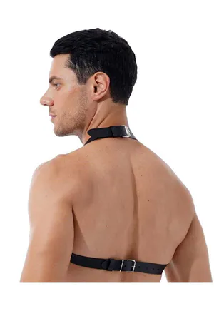 Zincirli Erkek Göğüs Deri Harness - APFTM96