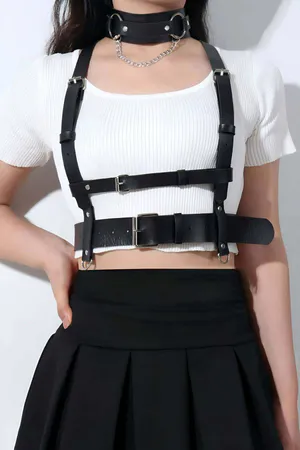 Deri Göğüs Harness Ve Choker-Tasma Takım - APFT959