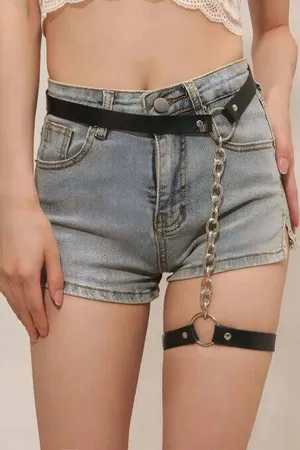 Zincirli Ayarlanabilir Şık Deri Jartiyer Harness - APFT961