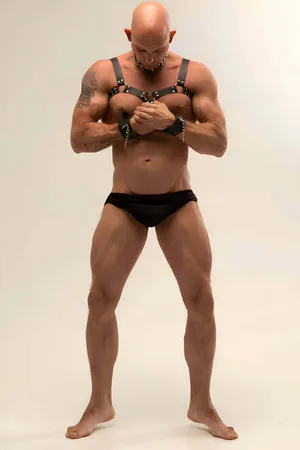 Erkek Fantazi Giyim, Deri Erkek Harness Takım, Çivili Choker, Kırbaç - APFTM102