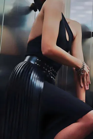 Püsküllü Deri Etek, Şık Deri Etek, Uzun Deri Etek, Siyah Deri Etek - APFT637