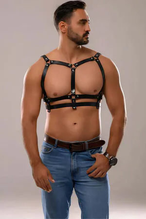 Erkek Deri Seksi Göğüs Harness - APFTM138