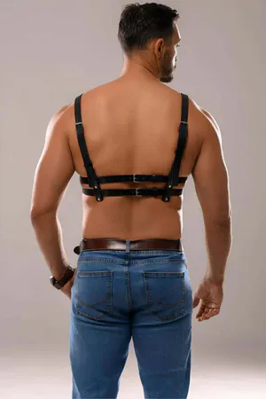 Erkek Deri Seksi Göğüs Harness - APFTM138
