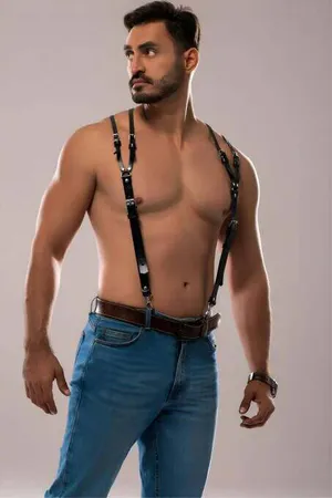Erkek Omuzdsan Askılı Deri Harness - APFTM140