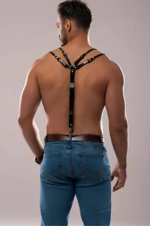 Erkek Omuzdsan Askılı Deri Harness - APFTM140