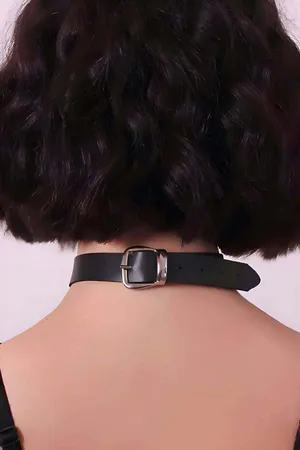 Püsküllü Deri Tasma, Deri Choker, Püskül Detaylık Şık Choker - APFT1236