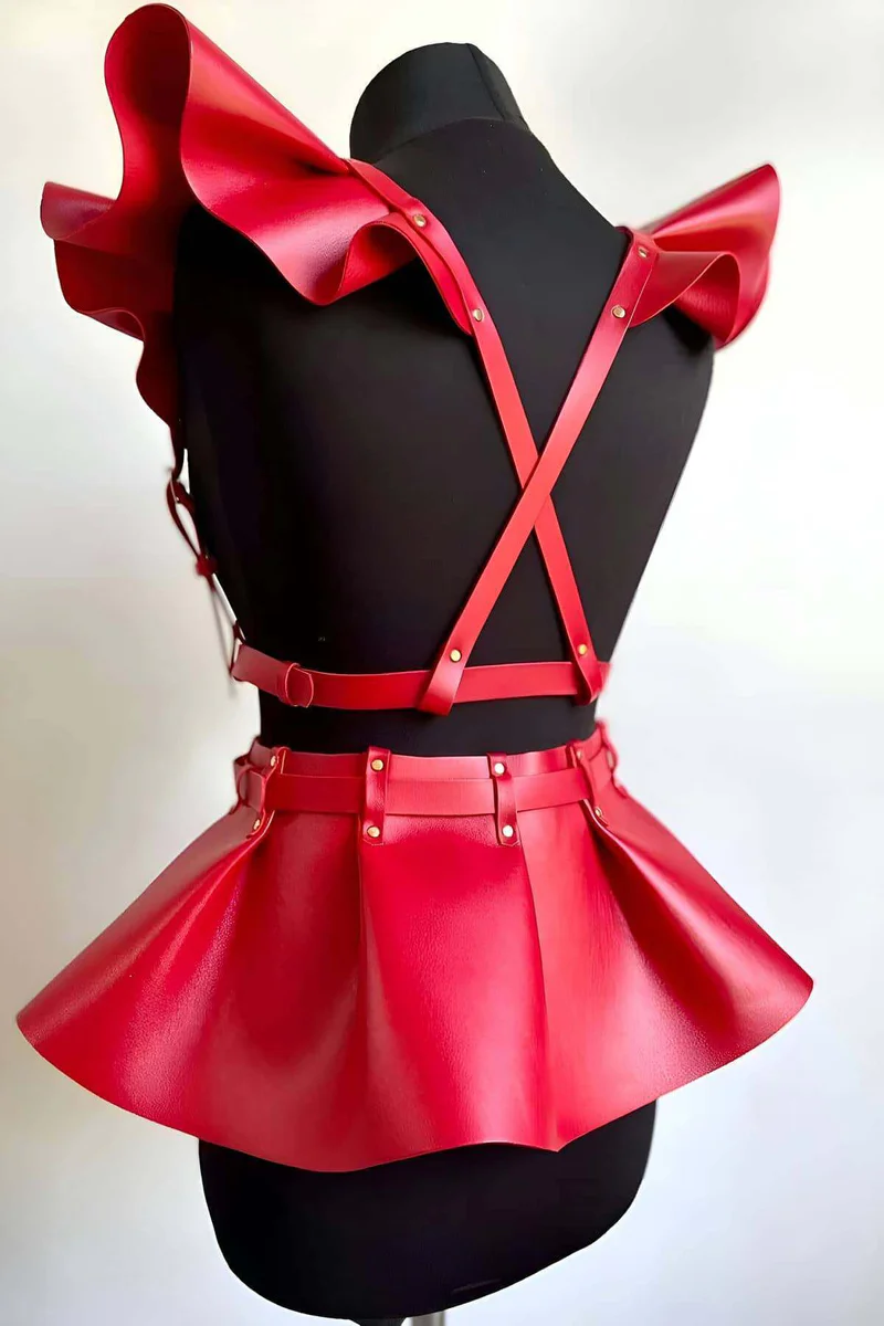 Kırmızı Suni Deri Harness O