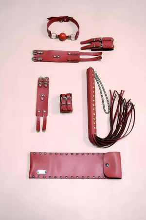 Kırbaç Kelepçe Takım 4'lü Set, El - Ayak Kelepçesi, Kırbaç, Ağız Topu - APFT1306