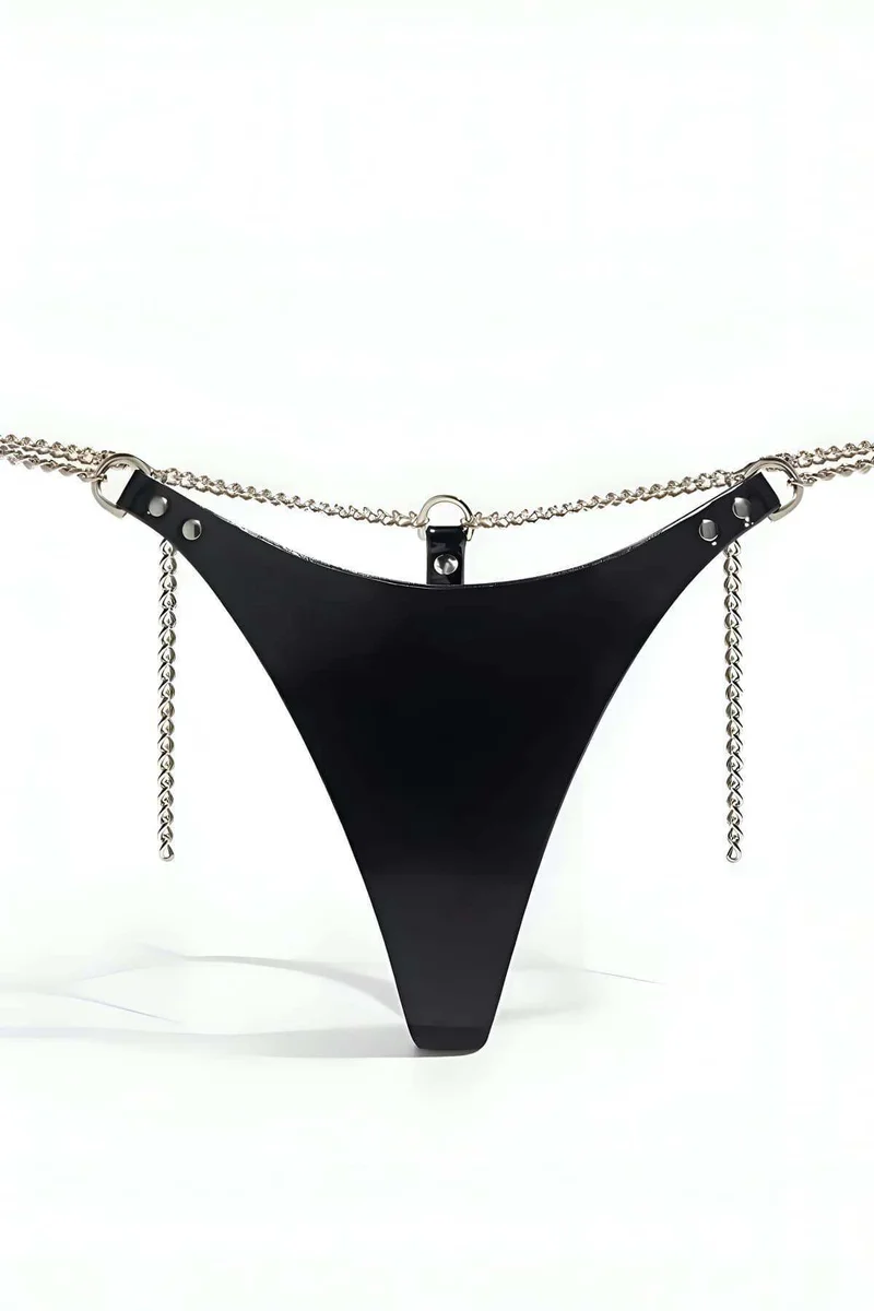 Mens Black Faux Leather Th
