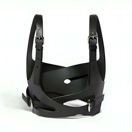 Black Faux Leather Wrap Bralette Top Wide Straps Front View